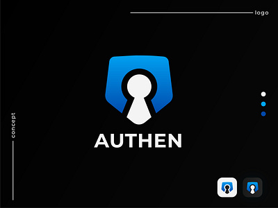 Authentication App Logo Design authenticator black blue safety security trending white