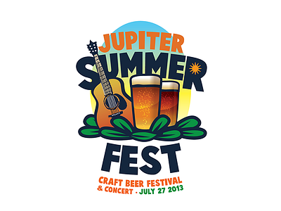 Jupiter Summer Fest Logo beer festival design guitar logo