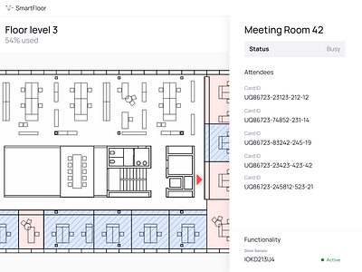 Smart building : Room occupancy : IoT floor plan internet of things meeting room tracking smart building