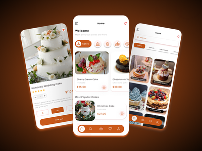 Cake Shop App🎂 #1 android app appdesign appdevelopment brown cake shop cute dark design flutter light new year ui ux
