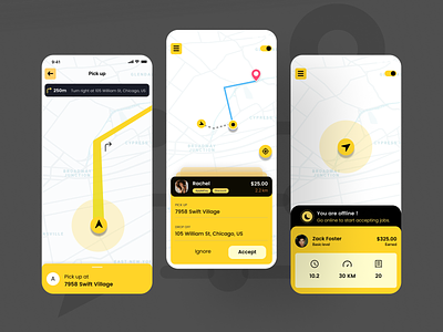 Taxi DriverApp UI #2 android appdesign appdevelopment design driver flutter fluttertop latest new popular taxi trend ui uiux yellow