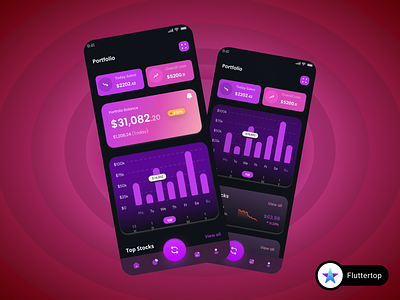 Trading App Dark UI V1.0 app app design appdesign crypto design flutter mobile new popular stocks trading trending ui ux wallet