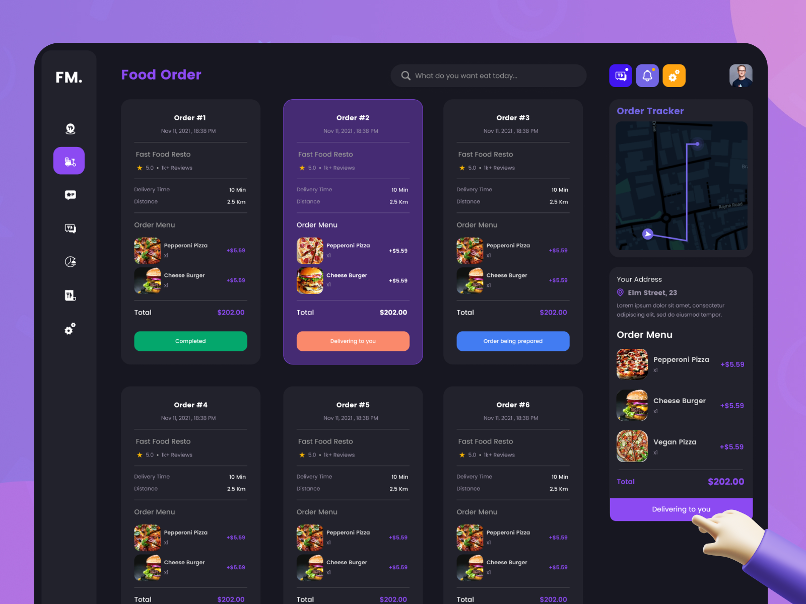 Food User dashboard SAAS Dark by Rishabh Rai for Fluttertop UIUX Studio ...