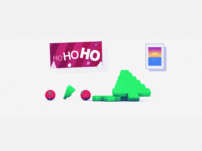 ho ho ho 2d 3d balls christmas composition graphic design hohoho minimal simple