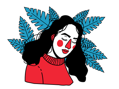 Self-Portrait Plant Illustration contrast eyebrows girl illustration person plants self portrait