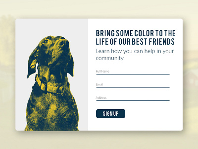 Daily UI Challenge #001 - Sign Up 001 animals dailyui debut duotones sign up