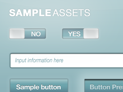 Sample Assets - Light teal color 7da6af assets buttons input ipad search switch teal ui