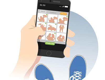 Gallery cameragallery hand illustration phone photos select shoes vector