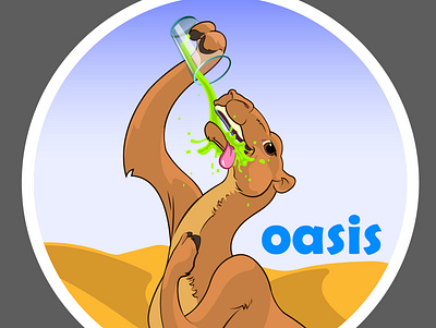 Oasis camel cartoon desert drink funnyillustration glass hot illustrator sand sun