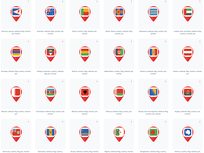 World flags in pins and markers vector in svg format extension flags marker national flags pins pointer vector world flags