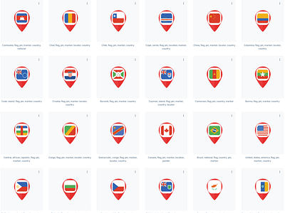 World flags pins icons markers locators pointers in SVG format flags locator marker pins svg transparent vector