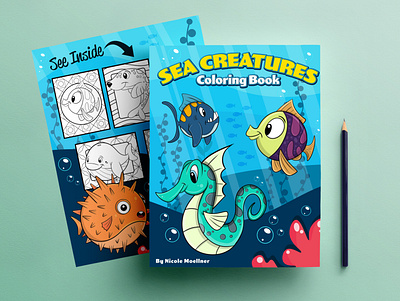 Sea Creatures Coloring Book character character design coloring book design fish illustration ocean sea creatures