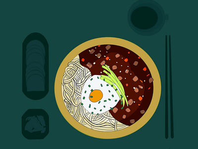 Illustration of Korean noodles