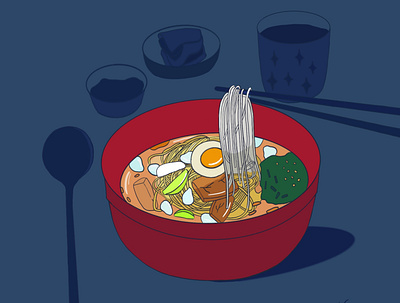 Illustration of Korean noodles 2d art 90s aesthetic anime app illustration cartoon design digital illustration digital painting digitalart food illustration graphic design illustration procreate visual art