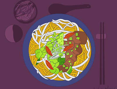 Illustration of ‘Pho’ in Vietnam 2d art 90s aesthetic anime app illustration asian foods cartoon design digital illustration digital painting digitalart food illustration graphic design illustration noodles procreate