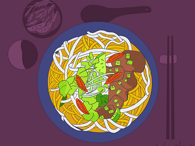 Illustration of ‘Pho’ in Vietnam 2d art 90s aesthetic anime app illustration asian foods cartoon design digital illustration digital painting digitalart food illustration graphic design illustration noodles procreate