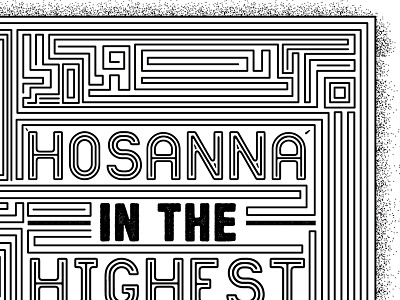 Hosanna Texture WIP art black and white line maze minimal print typography