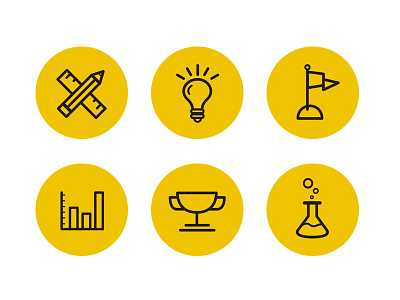 Icons, Icons, Icons award goals graph icons light bulb line minimal simple solutions work
