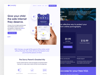 Canopy android app canopy development filter icons ios kids landing page minimal parents simple typgraphy ui ux web website