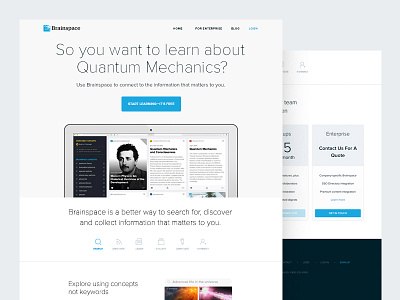 Brainspace design landing page learn marketing quantum mechanics search ui ux web