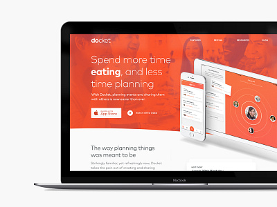 Docket Landing Page events friends ios ipad iphone landing page party planning to do ui ux web
