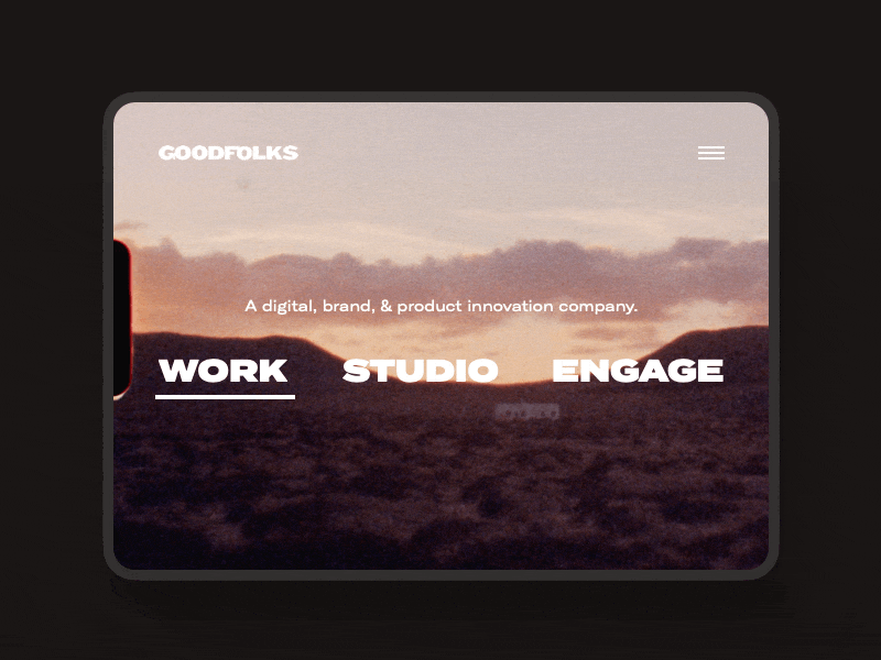GOODFOLKS Homepage Videos 35mm background branding contact design film homepage logo minimal studio typography ui ux video web website work