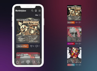 NFT Marketplace App appdesign crypto cryptoapp design marketplace mobileapp nft ui uidesign ux uxdesign