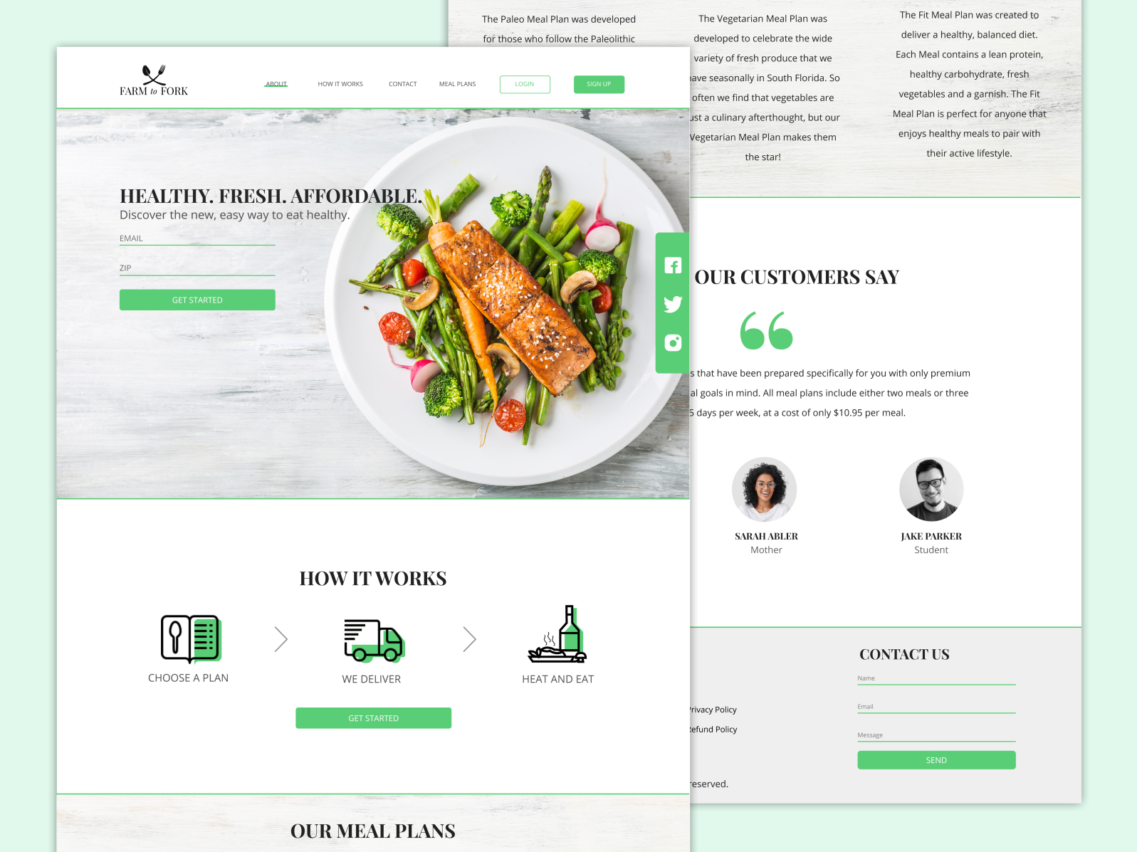 Meal Plan Site by David Barjuca on Dribbble