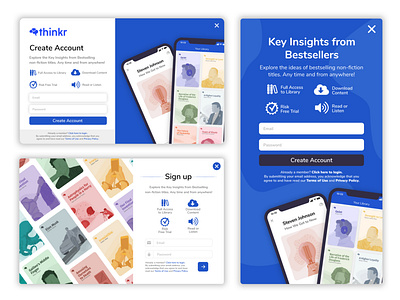 Create Account Pop Ups app branding design illustration minimal site ui ux vector web