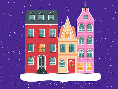 European houses adobe illustrator architecture bakery building illustration christmas city designe european houses evening good new year spirit holiday house illustration scandinavian houses snow the country vector