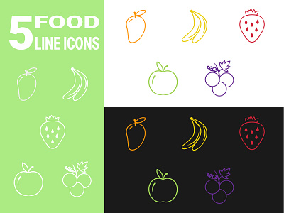 Icons healthly food diet fruits green health app healthy healthy food icons illustration lineart meal minimum mobile app nutrition user interface vector vegetables