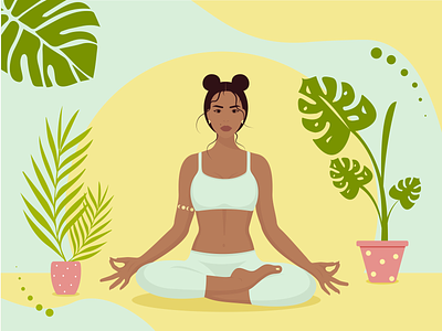 Poster yoga adobe illustrator banner exercise faceless fitness illustration meditation mental health poster sport vector wellness woman illustration woman portrait yellow yoga yoga pose девушка растение спокойствие