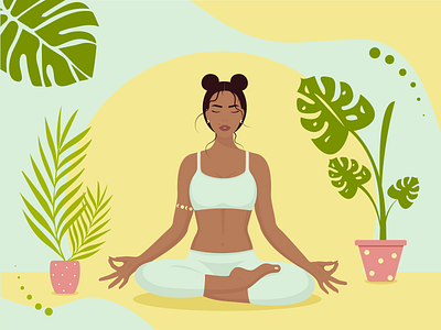 Poster yoga adobe illustrator banner exercise faceless fitness illustration meditation mental health poster sport vector wellness woman illustration woman portrait yellow yoga yoga pose девушка растение спокойствие