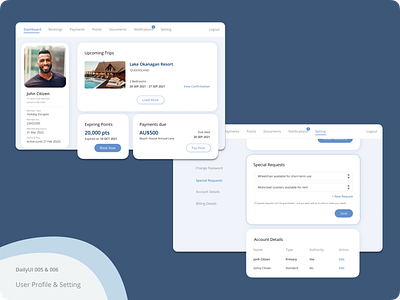 DailyUI 05 & 06: User Profile & Setting dailyui setting ui userprofile