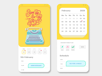 Calendar App UI app app design app designer application calendar calendar ui creative designer graphicdesign illustration illustrator interface design mobile design self initiative typography ui uiux ux web work