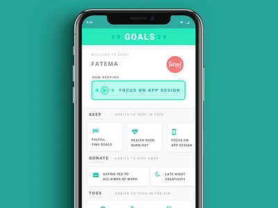 Goals 2020 App design