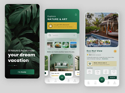 Hotel Booking App Design app appdesign art booking design green hotel james dev mobileapp nature reservation ui ux