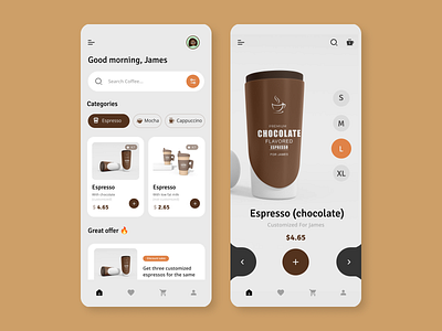 Coffee Ordering App app appdesign cafe cafe app coffee coffee app coffee ordering app design explore figma james dev ui ui.jaymez uiux userinterface