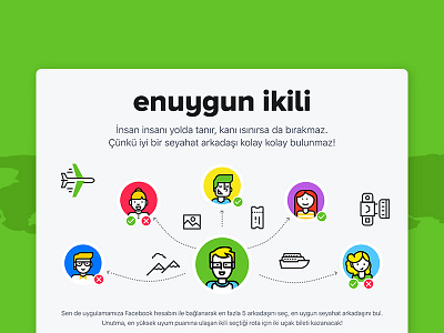 Enuygun ikili - facebook campaign airplane app app booking campaign date facebook illustration ticket travel trip web win