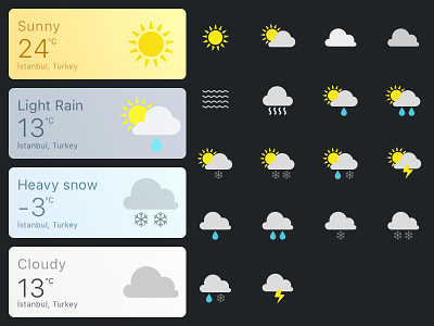 Daily UI —Weather card & icons card daily feed free icons illustration interface ios mobile ui ux weather