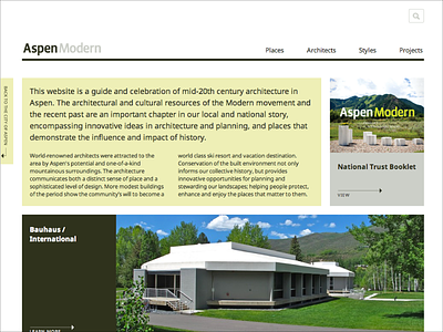 AspenModern website architecture aspen community design development government history modern ui website
