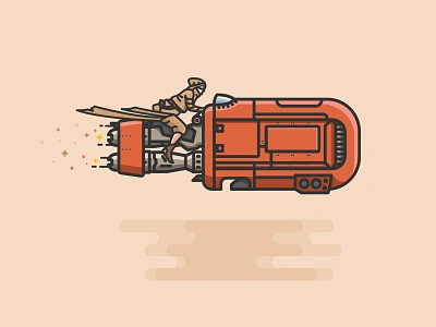 Rey bike flat icon illustration jakku rey speeder star wars starwars