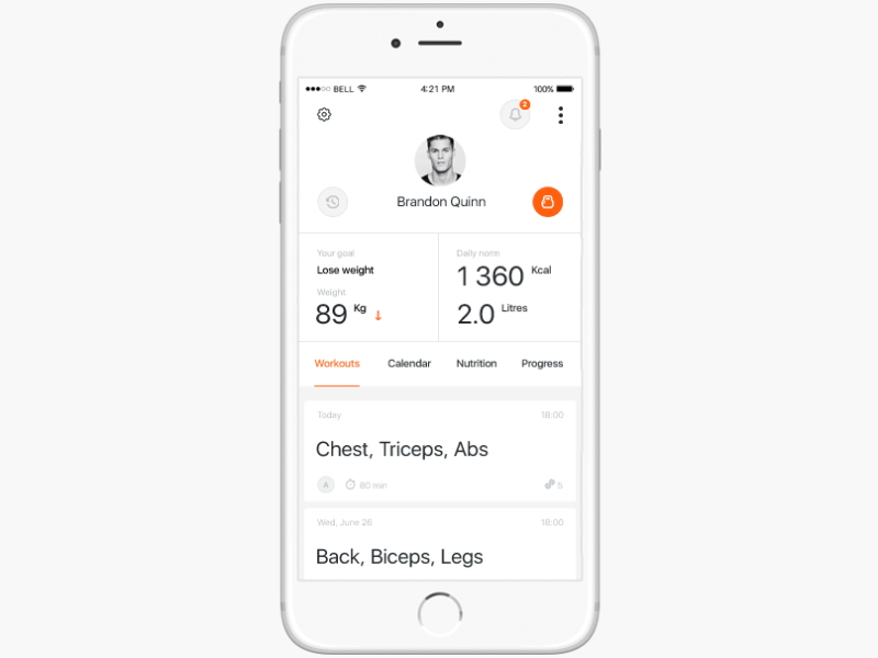 Fitness application application fit fitness gym interface ios iphone motion ui ux