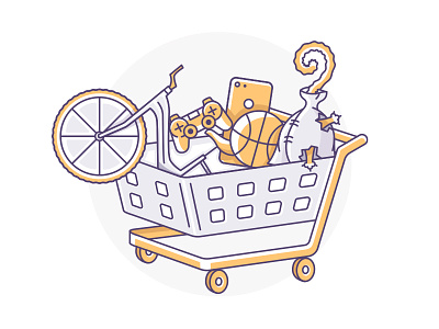 Shopping Cart buy buyer cart flat illustration outline shop shopoholic shopping store