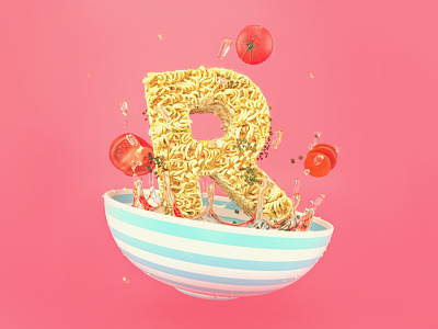 R For Ramen 36daysoftype letter letterning noodle noodles r ramen typo typography