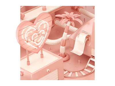 #HYPE - Details 5 3d cgi heart hype illustration palm pink plastic render rose social vintage