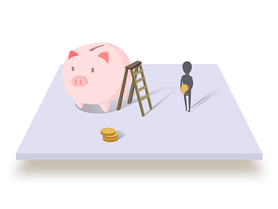 Piggy bank bank coin financial gold icon illustration ladder lilliputian management money piggy