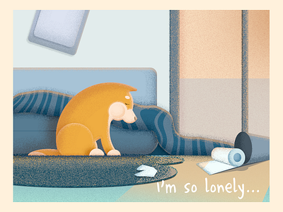 I'm so lonely cute dog illustration lonely pet room shiba