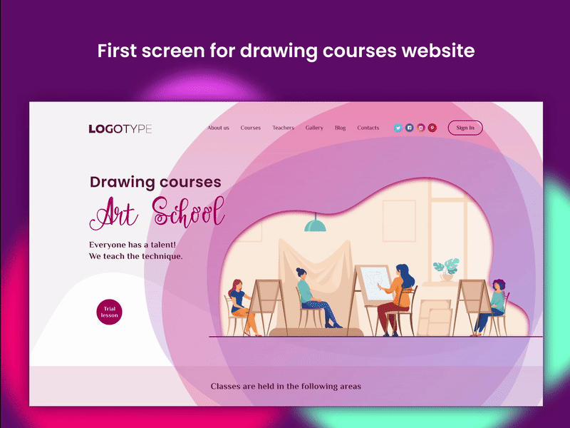 Art School first screen in Figma