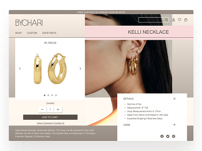 Product page for jewelry store design ui ux